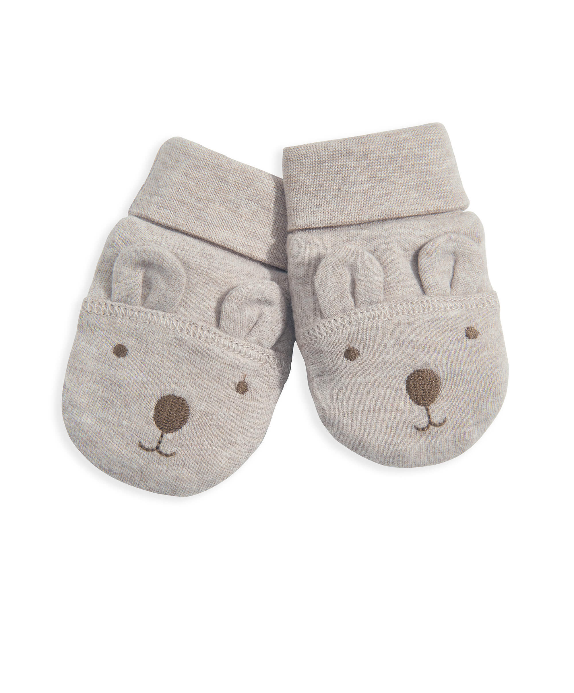 Bear Ear Hat & Mittens Set - Sand - Image 3