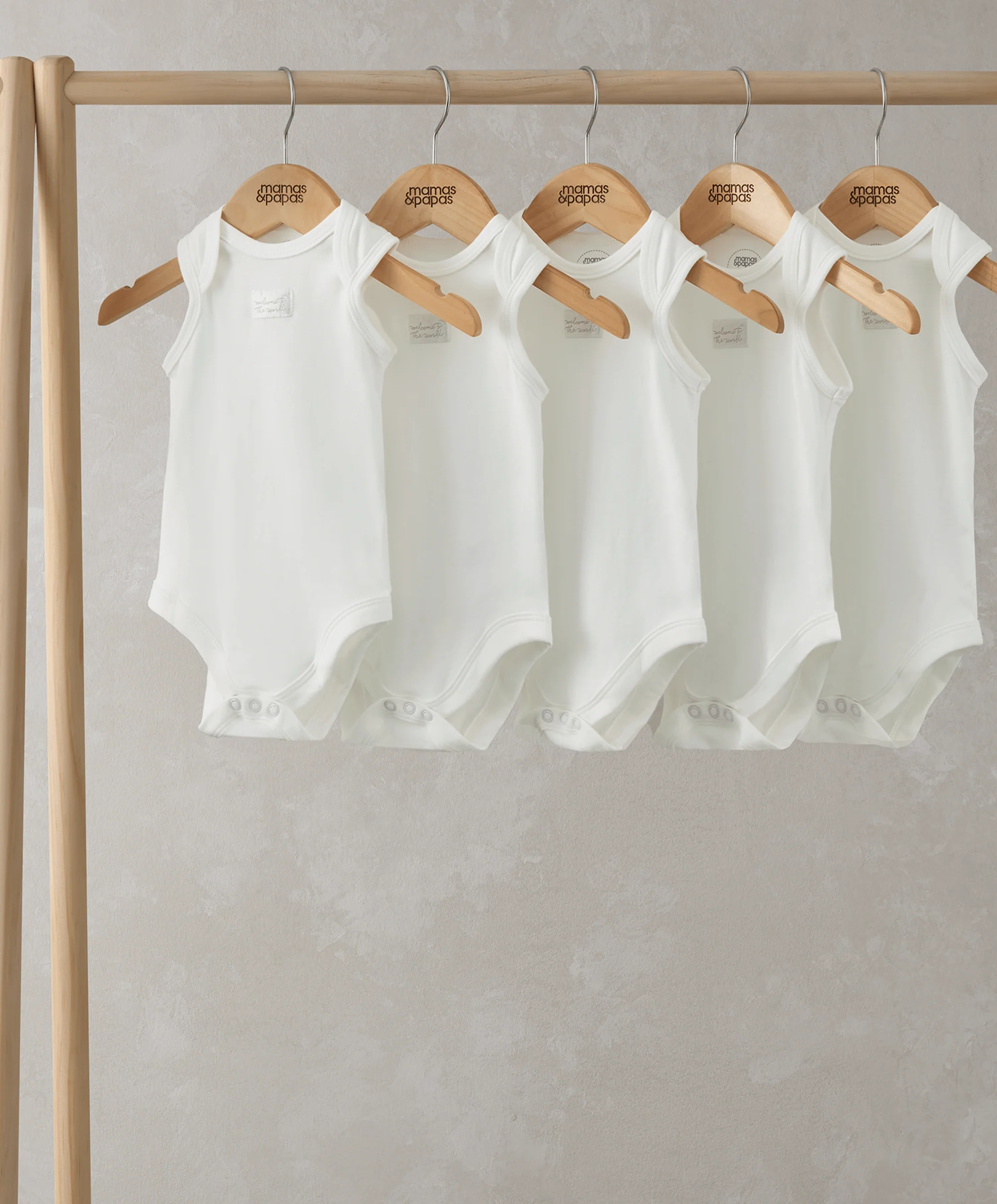Organic Cotton Sleeveless Bodysuits (5 Pack) - White - Image 4