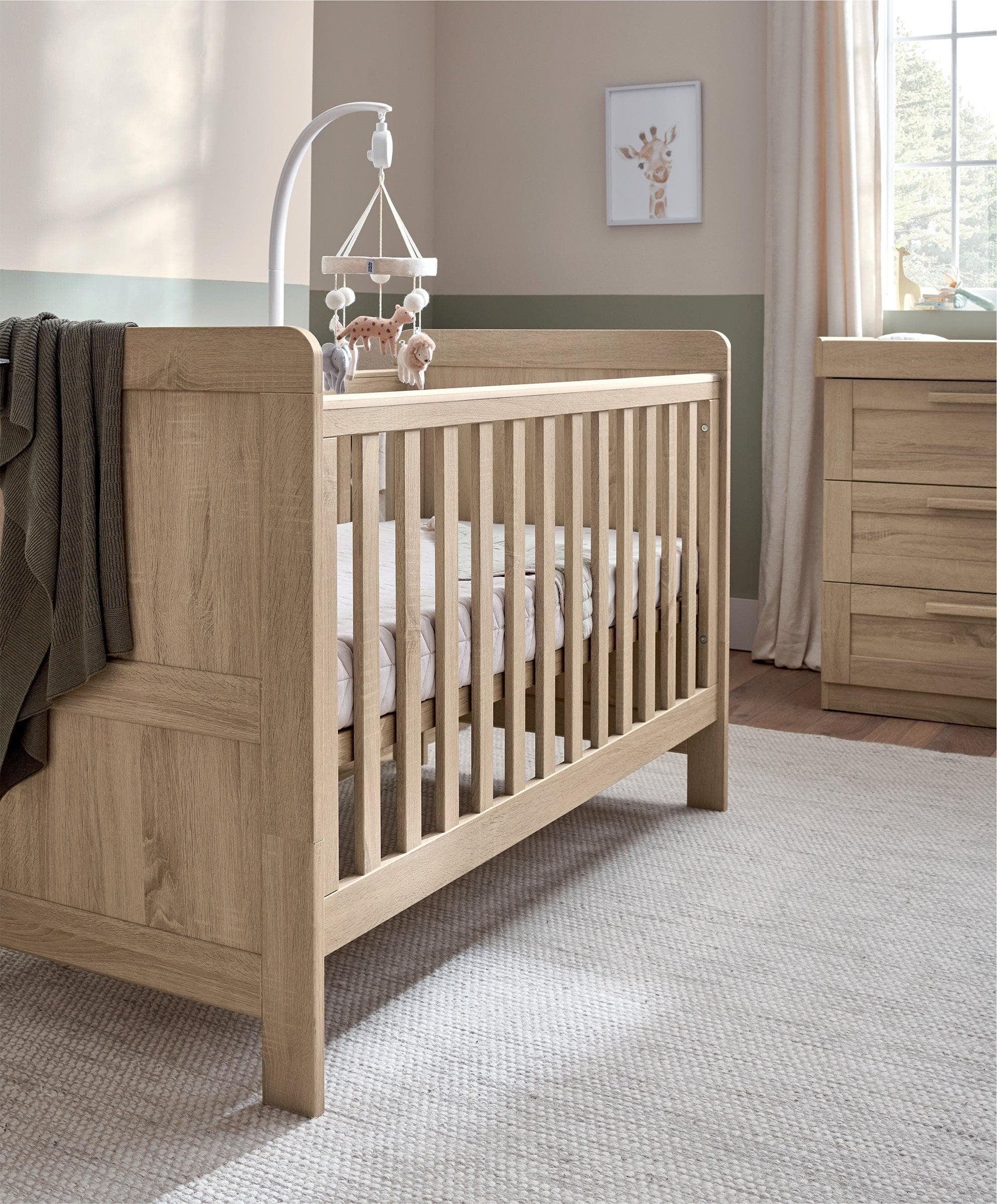 Atlas 2 Piece Cotbed Set with Dresser Changer - Light Oak - Image 3