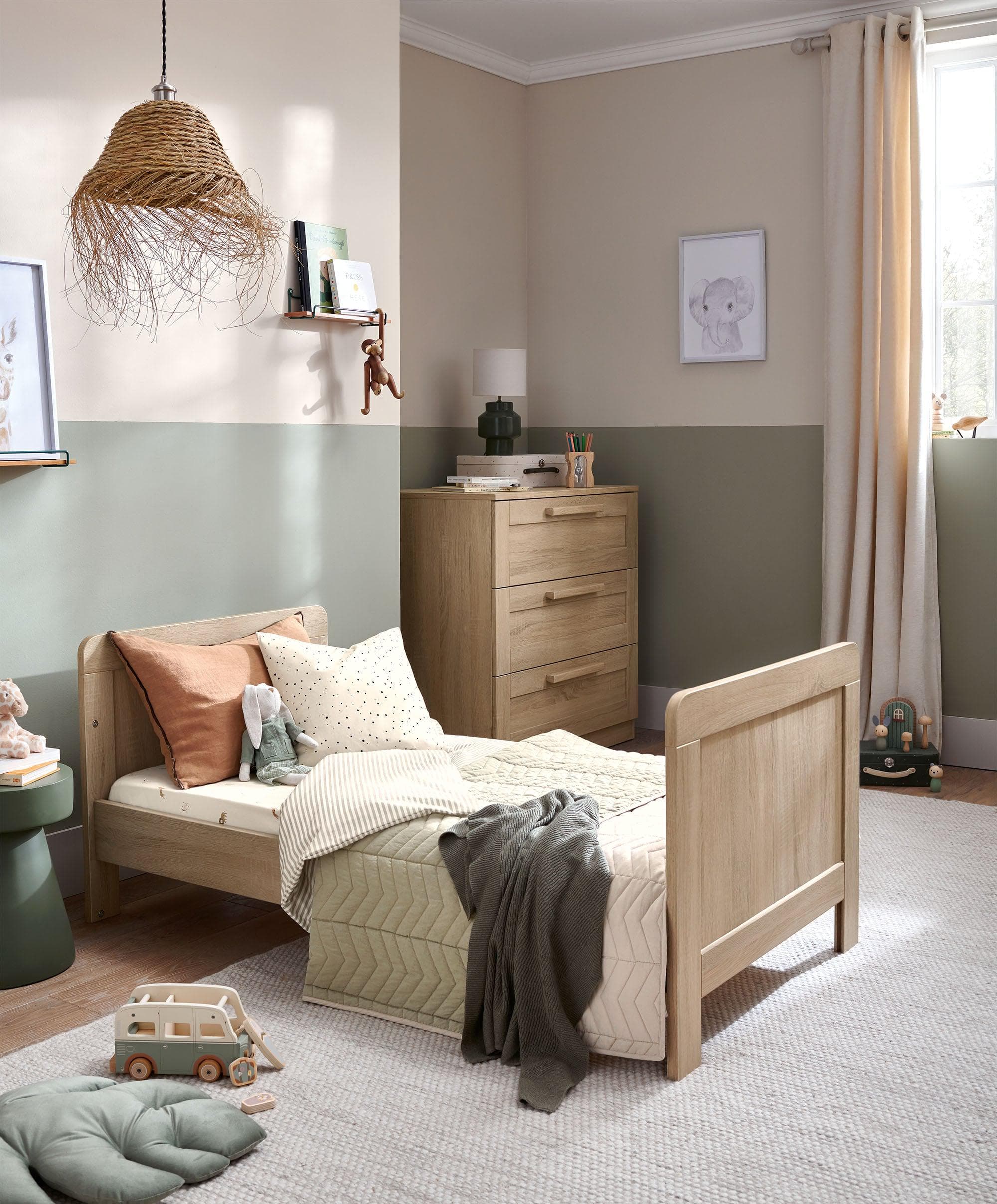 Atlas Cotbed & Luxury Hybrid Twin Mattress Bundle - Light Oak - Image 5