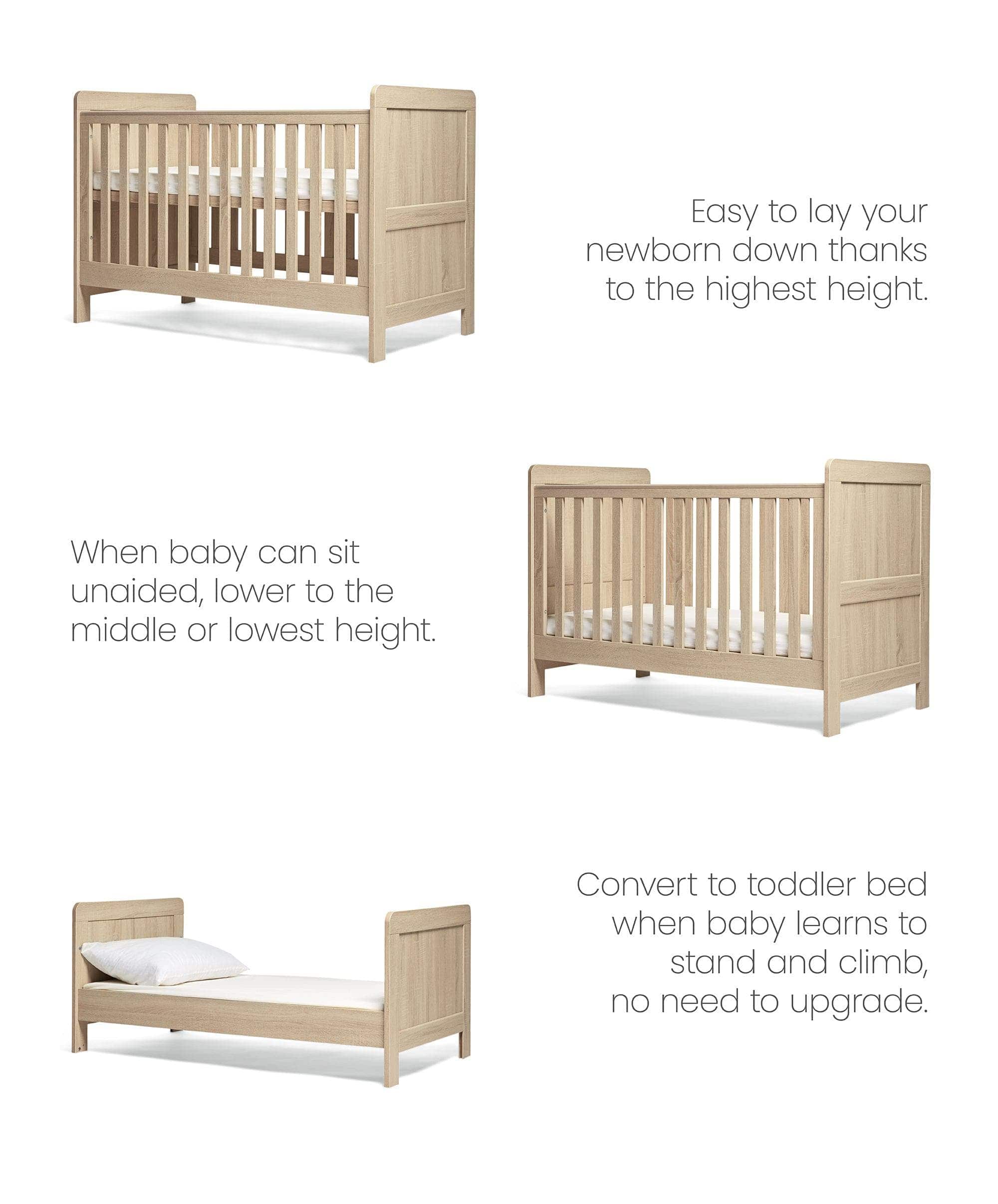 Atlas Nursery Bundle with Lua Bedside Crib (6 Piece) – Light Oak - Image 5