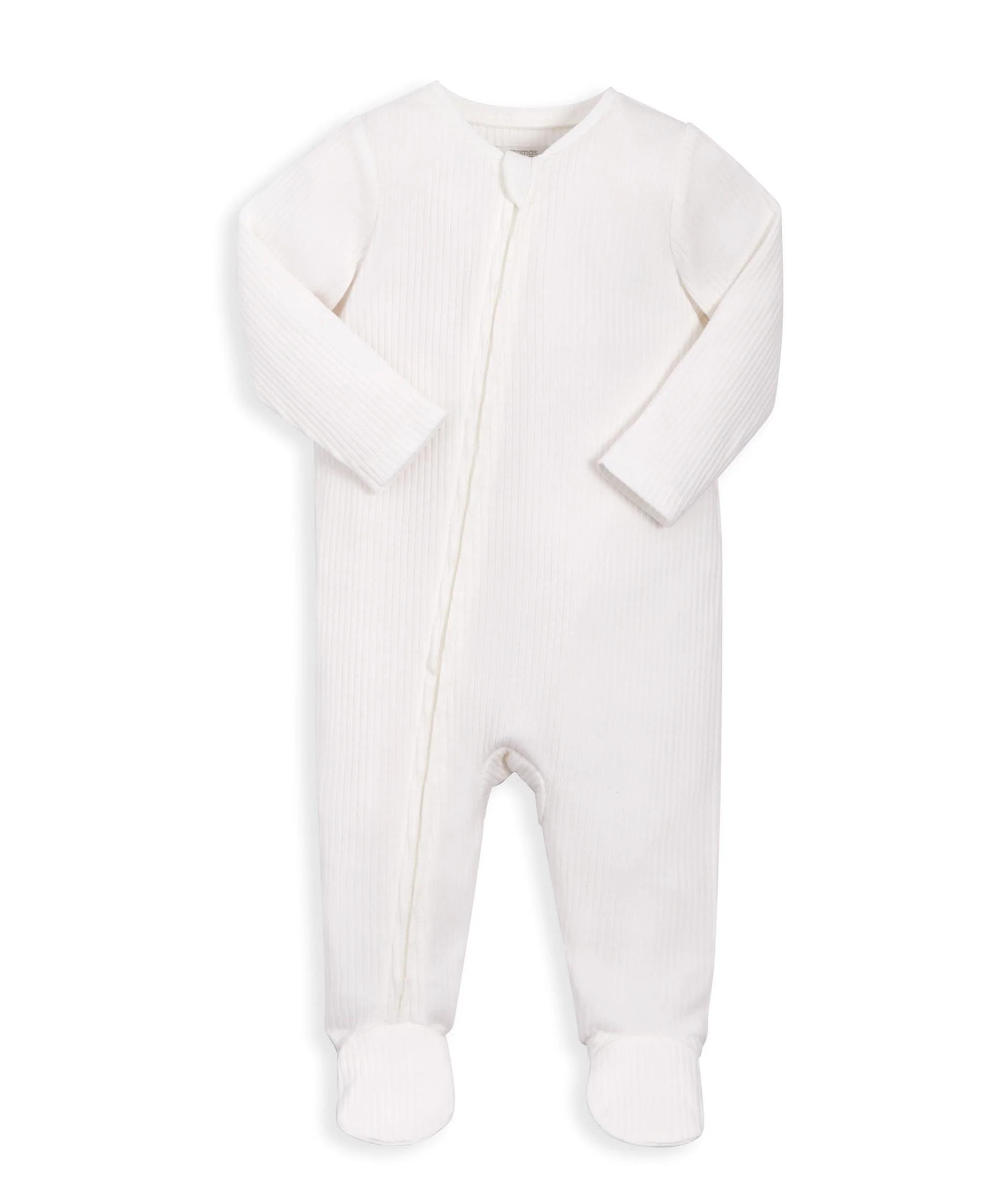 Organic Cotton Ribbed Sleepsuit - White - Image 7